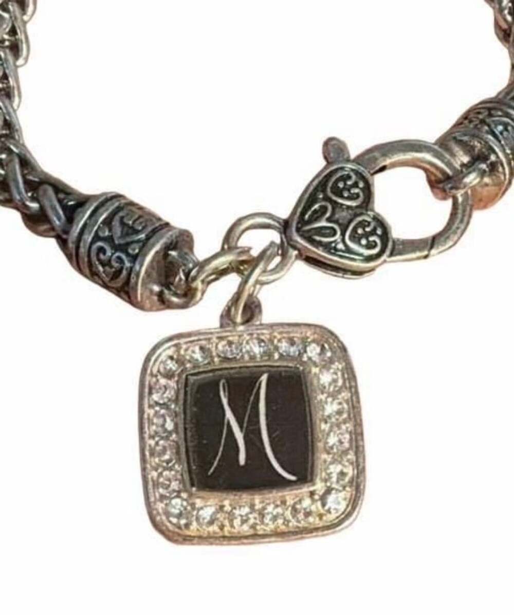 Inspired Silver My Vintage Initials - Letter M Braided Lobster Clasp Bracelet